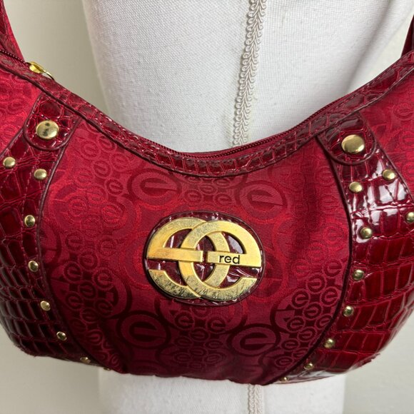 Cute Red Shoulder Bag Croc Style Fabric - Picture 2 of 13